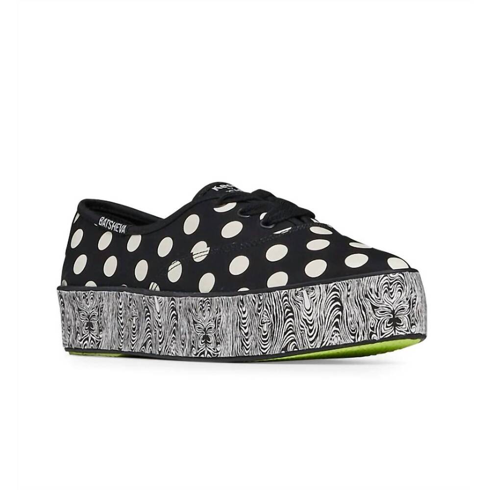 NEW BATSHEVA women's keds sneakers in black/white